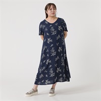 レーヨン半袖ワンピース レディス 大きいサイズ noannu 232345L(ネイビー(花)-3L)