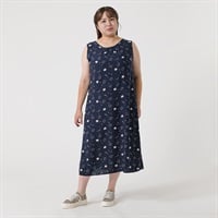 レーヨンノースリーブワンピース レディス 大きいサイズ noannu 232346L(ネイビー(ネコ)-3L)