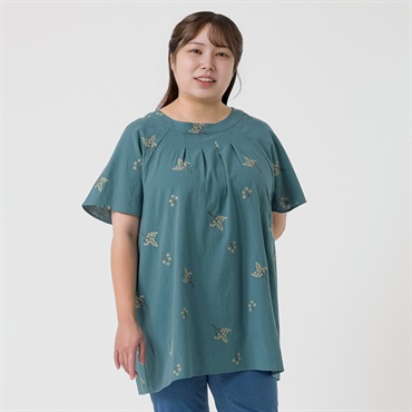 ＊Naturax＊5分袖刺繍チュニック レディス 大きいサイズ noannu 232348L
