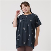 ＊Naturax＊5分袖刺繍チュニック レディス 大きいサイズ noannu 232348L(ネイビー-3L)