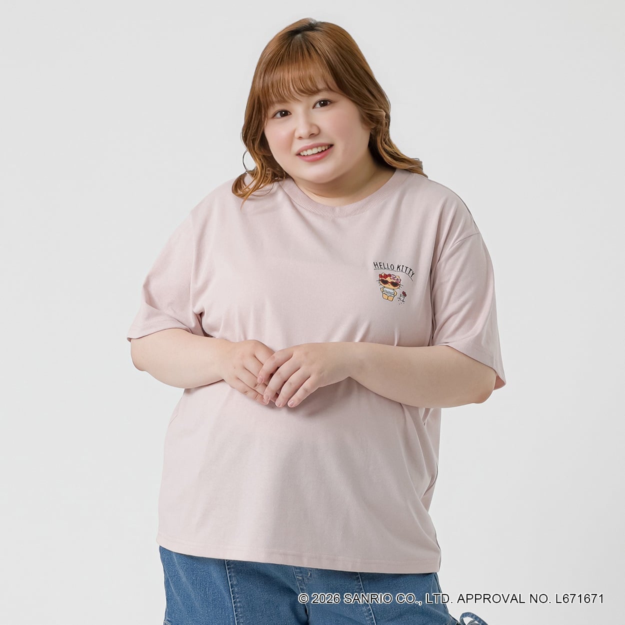 ＊サンリオキャラクターズコラボ＊ バカンスTシャツ レディス ぽっちゃりサイズのnoannu 2286243(ハローキティ-5L)