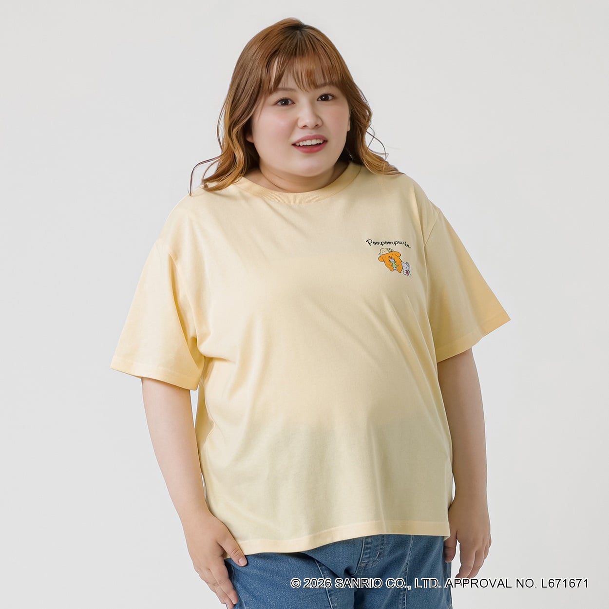 ＊サンリオキャラクターズコラボ＊ バカンスTシャツ レディス ぽっちゃりサイズのnoannu 2286243(ポムポムプリン-4L)