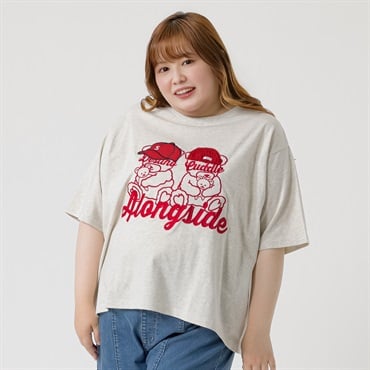 5分袖綿100アソートTシャツ レディス ぽっちゃりサイズのnoannu 130806(オートミール-3L)