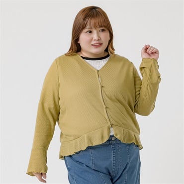 ＊K-style＊裾フリルベル袖カーディガン レディス ぽっちゃりサイズのnoannu 276204