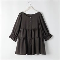 ＊Sweet Femi＊7分袖ティアードチュニック レディス 大きいサイズ noannu 343924(チャコ－ルグレ－-LL)