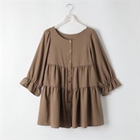 ＊Sweet Femi＊7分袖ティアードチュニック レディス 大きいサイズ noannu 343924(ブラウン-3L)