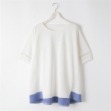 ＊ICE TOUCH＊バック刺繍切り替えプルオーバー レディス 大きいサイズ noannu AN261HY022(アイボリー-3L)