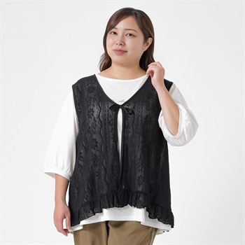 ＊Soft Craft＊レースジレアンサンブル レディス 大きいサイズ noannu 363511(ブラック-3L)