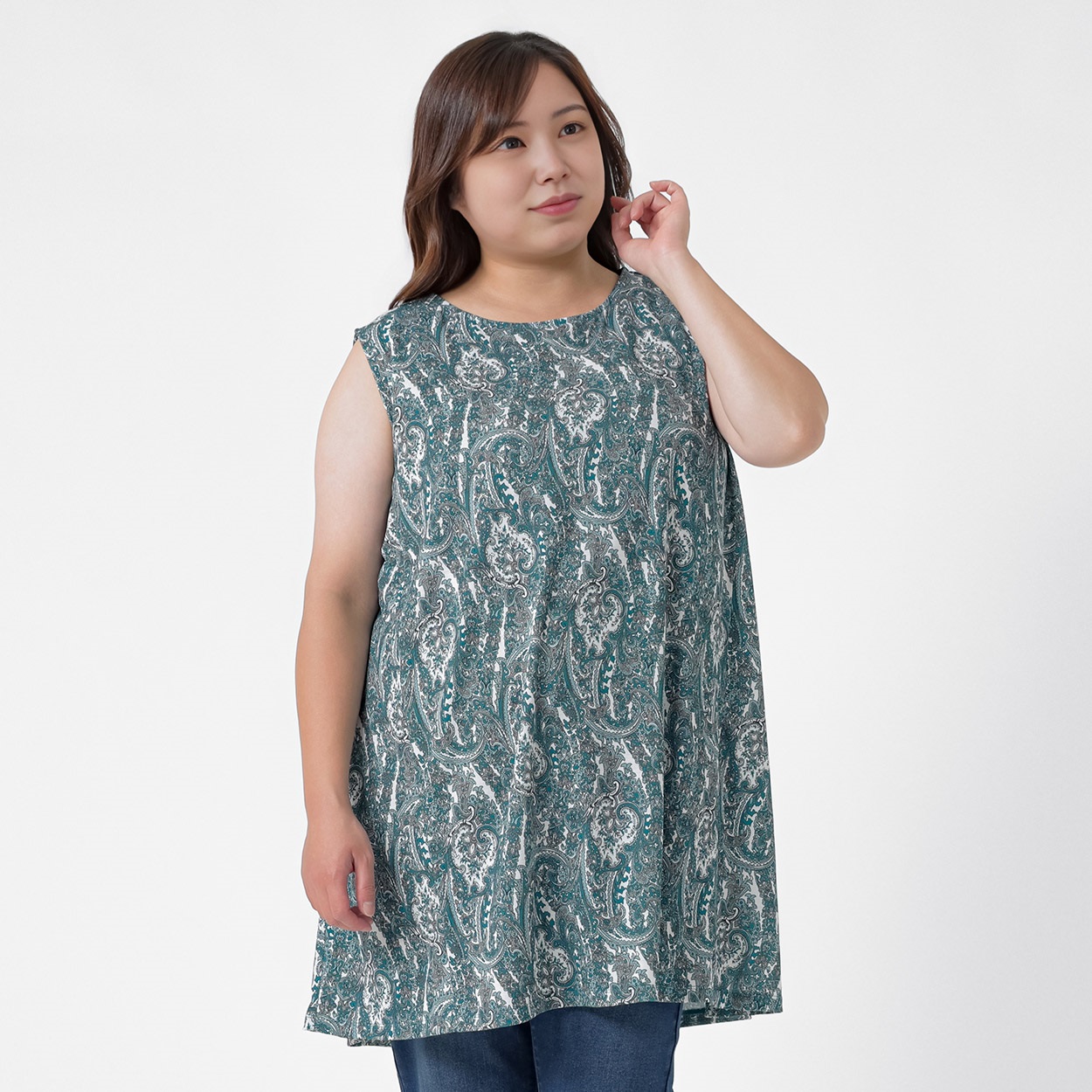 プリントチュニック レディス 大きいサイズ noannu 363510(ペイズリー-5L)