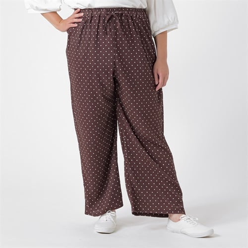 ＊Soft Craft＊楊柳プリントパンツ レディス 大きいサイズ noannu 396-7026-AR(ブラウン-3L)