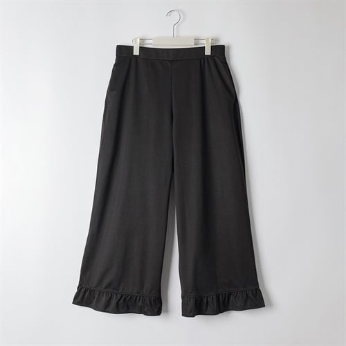 ＊K-style＊カットツイル裾フリルパンツ レディス ぽっちゃりサイズのnoannu 336890(ブラック-LL)