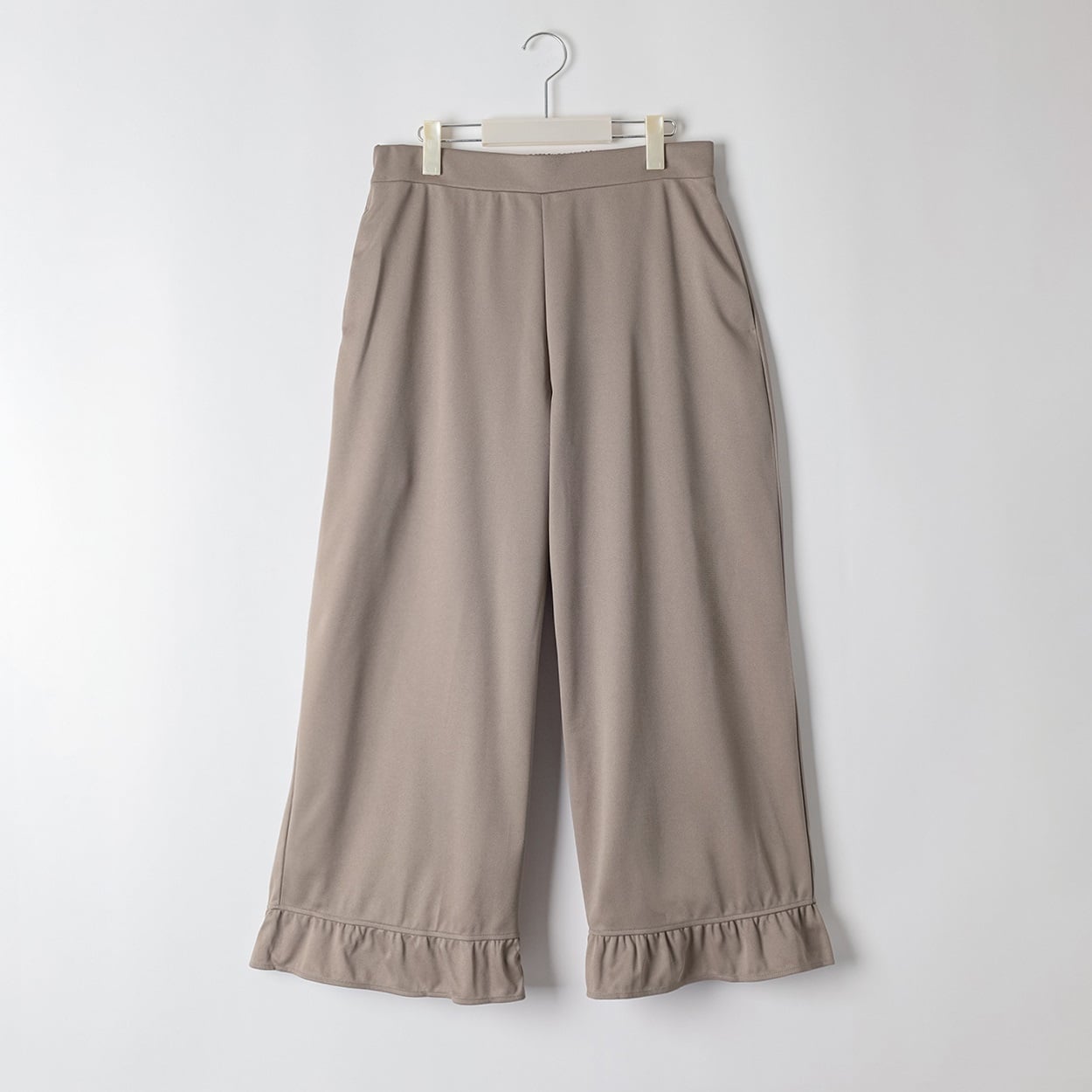 ＊K-style＊カットツイル裾フリルパンツ レディス ぽっちゃりサイズのnoannu 336890(モカ-3L)