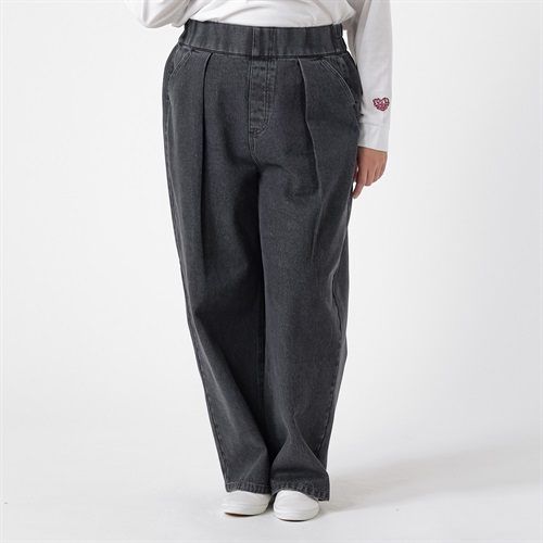 タックストレートデニムパンツ レディス 大きいサイズ noannu 641868VP(ブラック-3L)