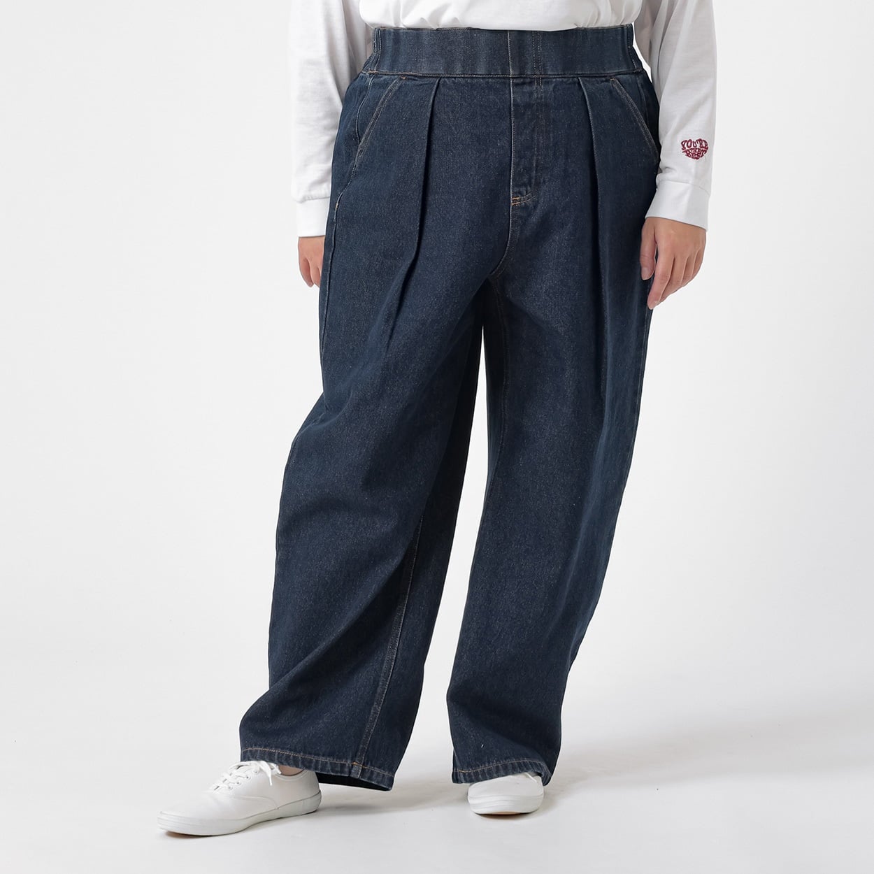 タックストレートデニムパンツ レディス 大きいサイズ noannu 641868VP(インディゴ-5L)