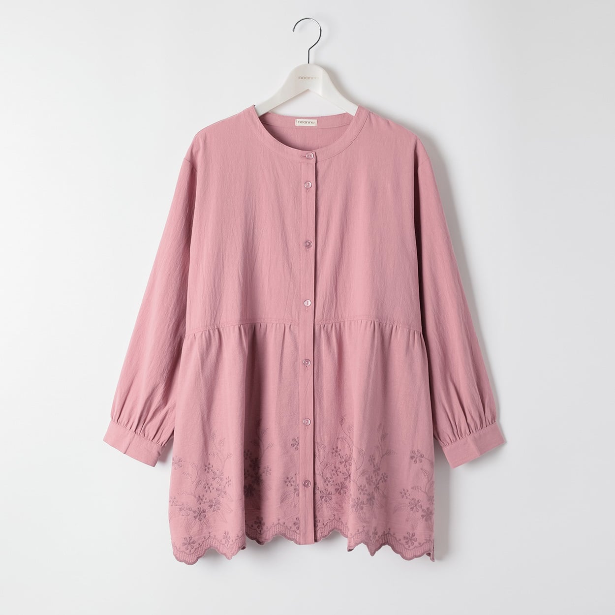 ＊Soft Craft＊裾スカラップ丸襟シャツチュニック レディス 大きいサイズ noannu 641927VP(ピンク-3L)