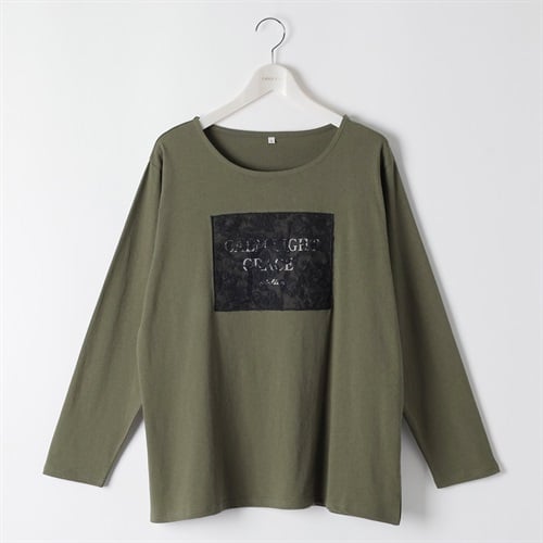 コットン100レースプリントTシャツ レディス 大きいサイズ noannu 1980-3246C