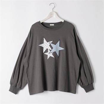 ＊K-style＊綿100グラフィックロンT レディス ぽっちゃりサイズのnoannu 140527(スミクロ-LL)