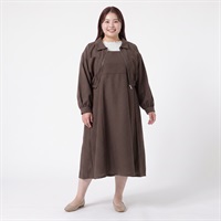 千鳥柄セットアップ レディス ぽっちゃりサイズのnoannu 611520LN(ブラウン-3L)