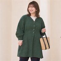 ＊Naturax＊スキッパーダブルガーゼフレアーチュニック レディス 大きいサイズ noannu 230240L(グリーン-3L)