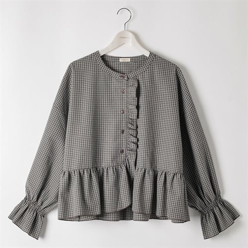 ＊K-style＊フリルチェックブラウス レディス ぽっちゃりサイズのnoannu 346658