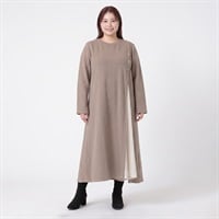 ふくれジャカードプリーツワンピース レディス ぽっちゃりサイズのnoannu 346674(グレージュ-3L)
