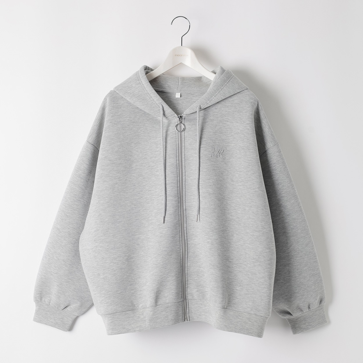 ＊K-style＊ダンボール刺繍ZIPパーカ レディス ぽっちゃりサイズのnoannu 3806484(グレー-3L)