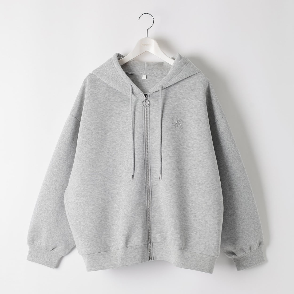 ＊K-style＊ダンボール刺繍ZIPパーカ レディス ぽっちゃりサイズのnoannu 3806484(グレー-5L)