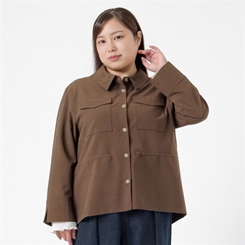 ＊Trad Feminine＊サファリ風ウエストドロストシャツジャケット レディス 大きいサイズ noannu 641967VP(ブラウン-3L)