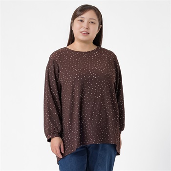 ＊Sweet Femi＊ジャカードドットチュニック レディス 大きいサイズ noannu 363517(モカ-3L)