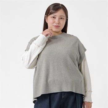 ＊Naturax＊鹿の子バックスリットベスト レディス 大きいサイズ noannu 483569(チャコ－ルグレ－-3L)