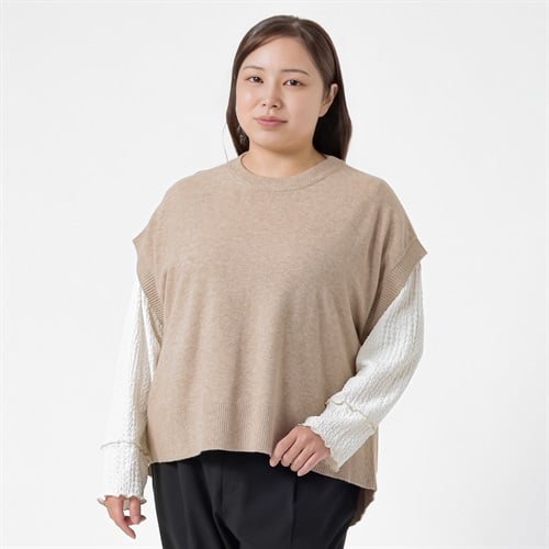 ＊Naturax＊鹿の子バックスリットベスト レディス 大きいサイズ noannu 483569
