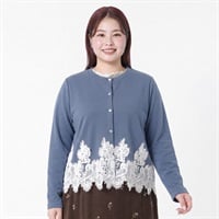 ＊K-style＊裾レースカーディガン レディス ぽっちゃりサイズのnoannu 276257(ブルー-3L)