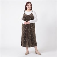 ＊K-style＊ベロア花刺繍ジャンパースカート レディス ぽっちゃりサイズのnoannu 336924(ブラウン-3L)