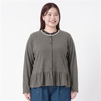 ＊K-style＊裾フリルテレコカーディガン レディス ぽっちゃりサイズのnoannu 1246668(グレー-LL)