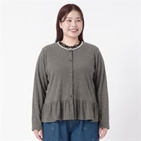 ＊K-style＊裾フリルテレコカーディガン レディス ぽっちゃりサイズのnoannu 1246668(グレー-3L)