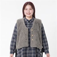 ＊K-style＊フェイクファーリボンベスト レディス ぽっちゃりサイズのnoannu 1246669(グレー-LL)