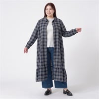 チェック柄シャツワンピース レディス ぽっちゃりサイズのnoannu 1226804(ネイビー-3L)