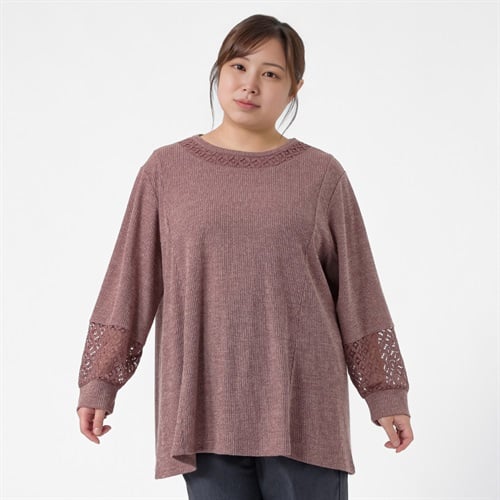 ＊Sweet Femi＊Aライン胸袖レースキリカエチュニック レディス 大きいサイズ noannu 363519