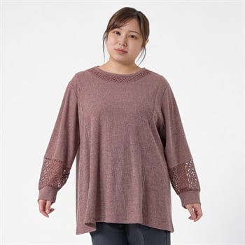 ＊Sweet Femi＊Aライン胸袖レースキリカエチュニック レディス 大きいサイズ noannu 363519(ピンク-3L)