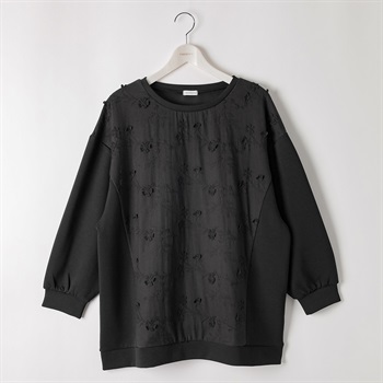 ＊Sweet Femi＊3D刺繍切替プルオーバー レディス 大きいサイズ noannu 363521(ブラック-3L)