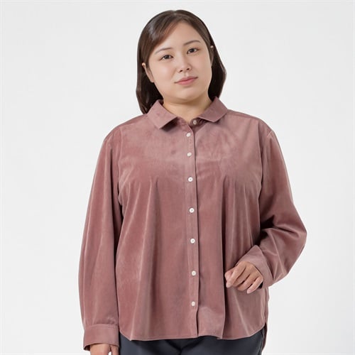 ＊Casual Style＊コーデュロイシャツ レディス 大きいサイズ noannu 230226L(ピンク-3L)