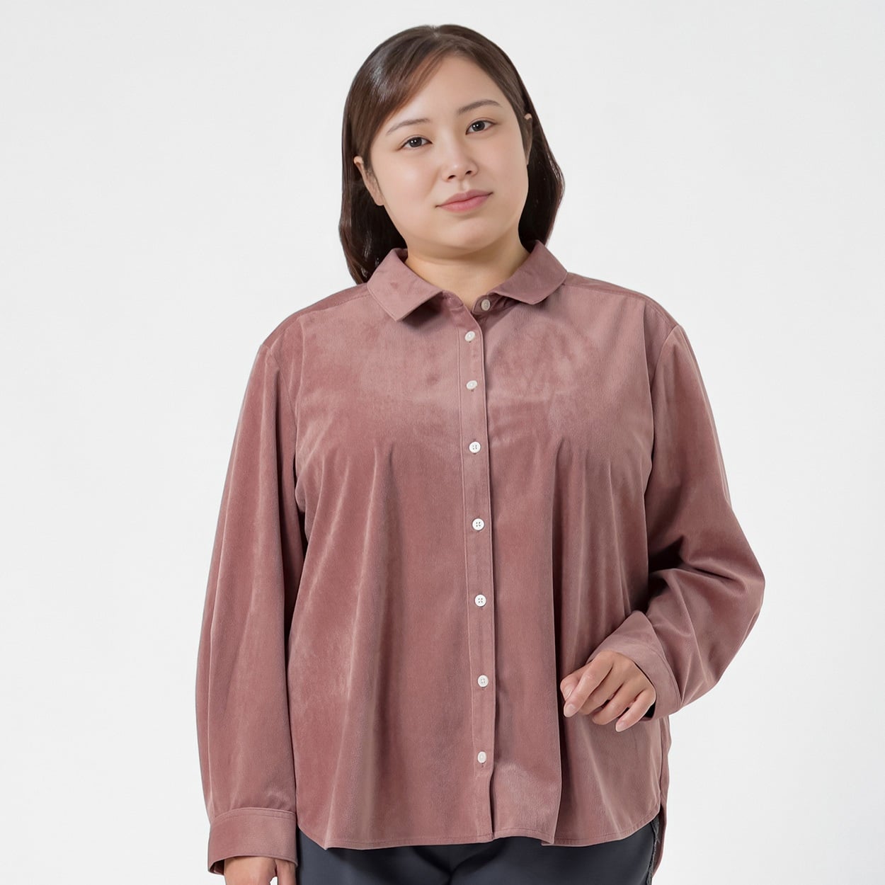 ＊Casual Style＊コーデュロイシャツ レディス 大きいサイズ noannu 230226L(ピンク-4L)