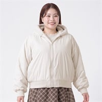 ファーリバーシブルブルゾン レディス ぽっちゃりサイズのnoannu 326831(アイボリー-3L)