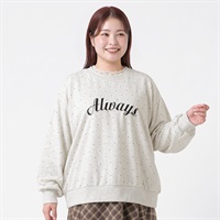 ドットプリント裏毛プルオーバー レディス ぽっちゃりサイズのnoannu 3806635(アイボリー-LL)