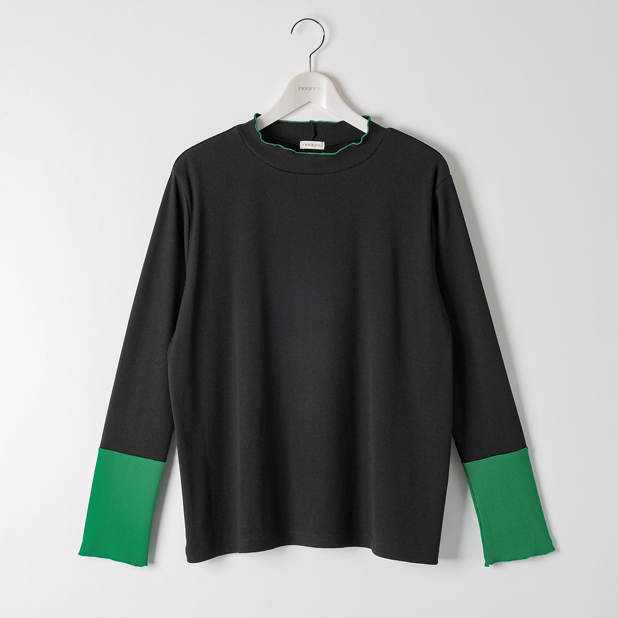 ＊Casual Style＊リブ配色インナー レディス 大きいサイズ noannu AN262HY029(ブラック-5L)