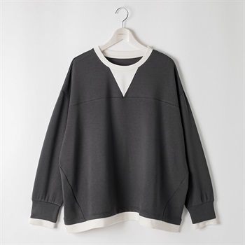 ＊Casual Style＊シルキーダンボール配色プルオーバー レディス 大きいサイズ noannu 133-9030-AR(チャコ－ルグレ－-3L)