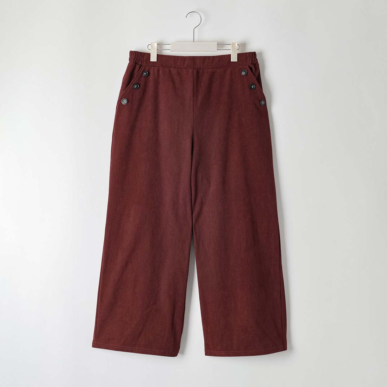 ＊Casual Style＊マリンボタンコーデュロイワイドパンツ レディス 大きいサイズ noannu 396-9029-AR(ダークレッド-4L)