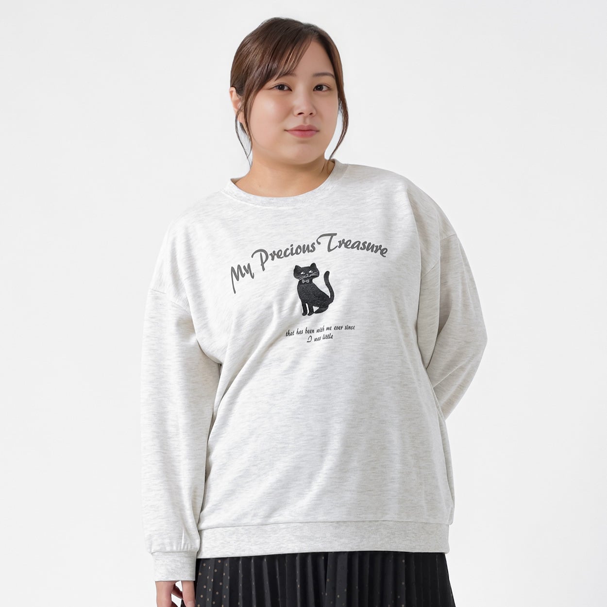 猫刺繍トレーナー レディス 大きいサイズ noannu 1980-3254A(オートミール-4L)