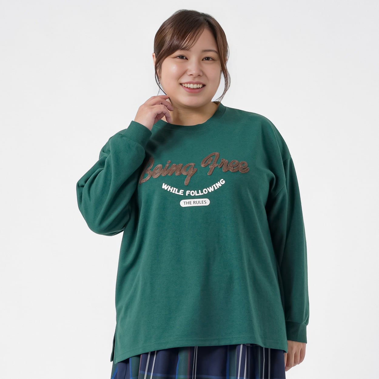 ロゴ刺繍トレーナー レディス 大きいサイズ noannu 1980-3254B