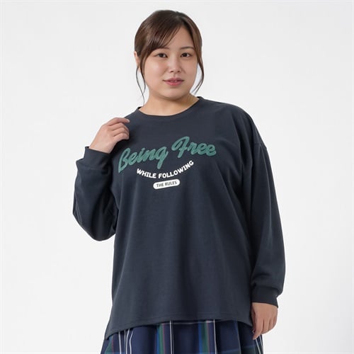 ロゴ刺繍トレーナー レディス 大きいサイズ noannu 1980-3254B(ﾈｲﾋﾞｰ-3L)